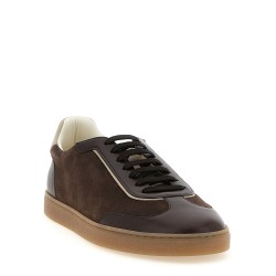 Suede and smooth calf sneakers