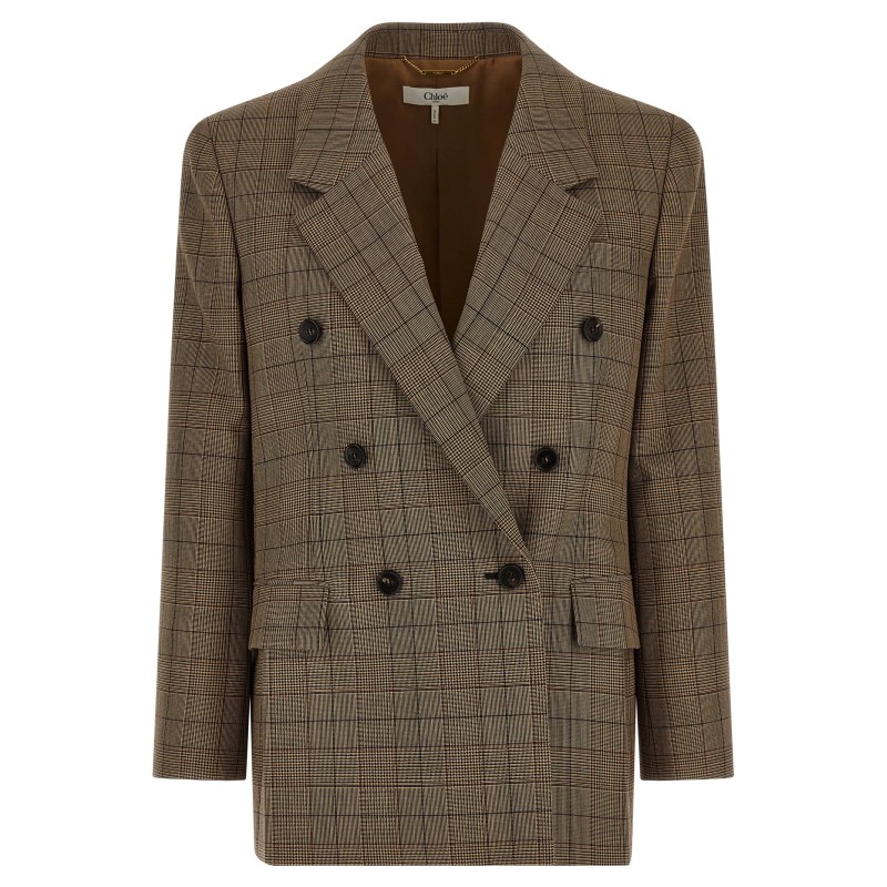 Check double-breasted blazer
