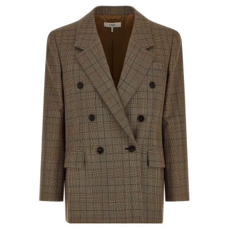 Check double-breasted blazer