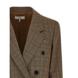Check double-breasted blazer
