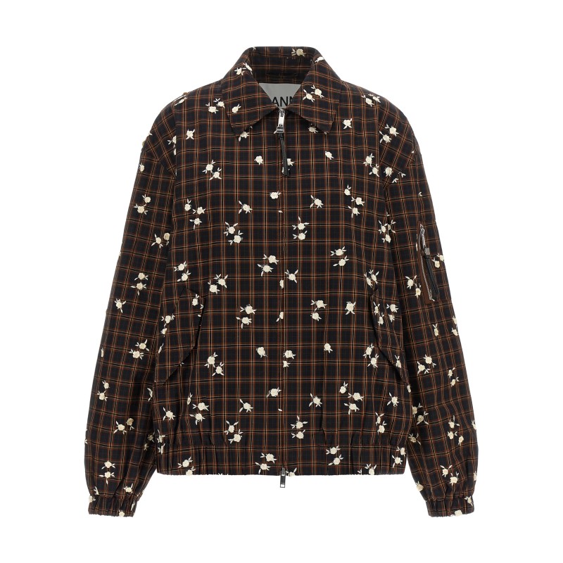 'Check Flower' bomber jacket