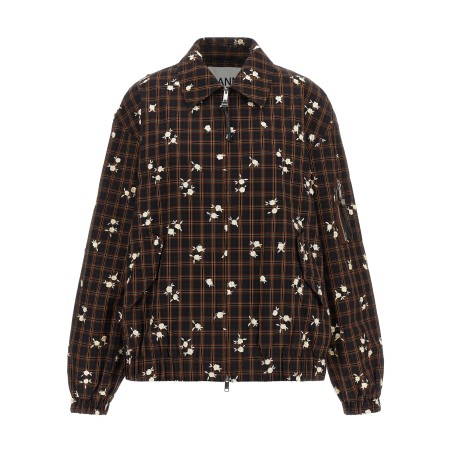 'Check Flower' bomber jacket