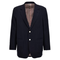 Single-breasted seersucker blazer