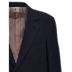 Single-breasted seersucker blazer