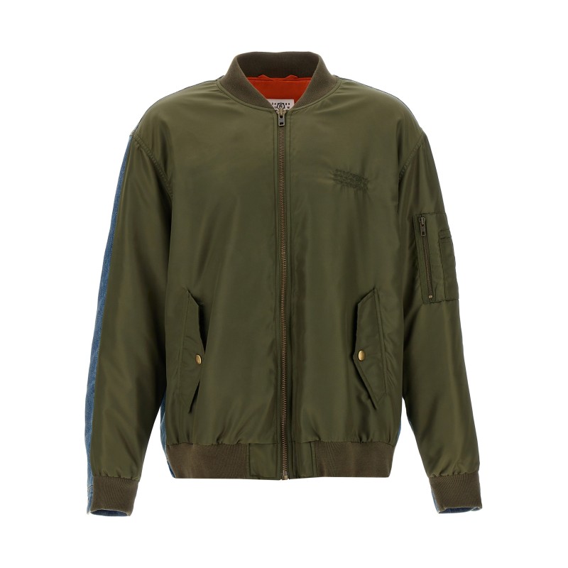 Bimaterial bomber jacket