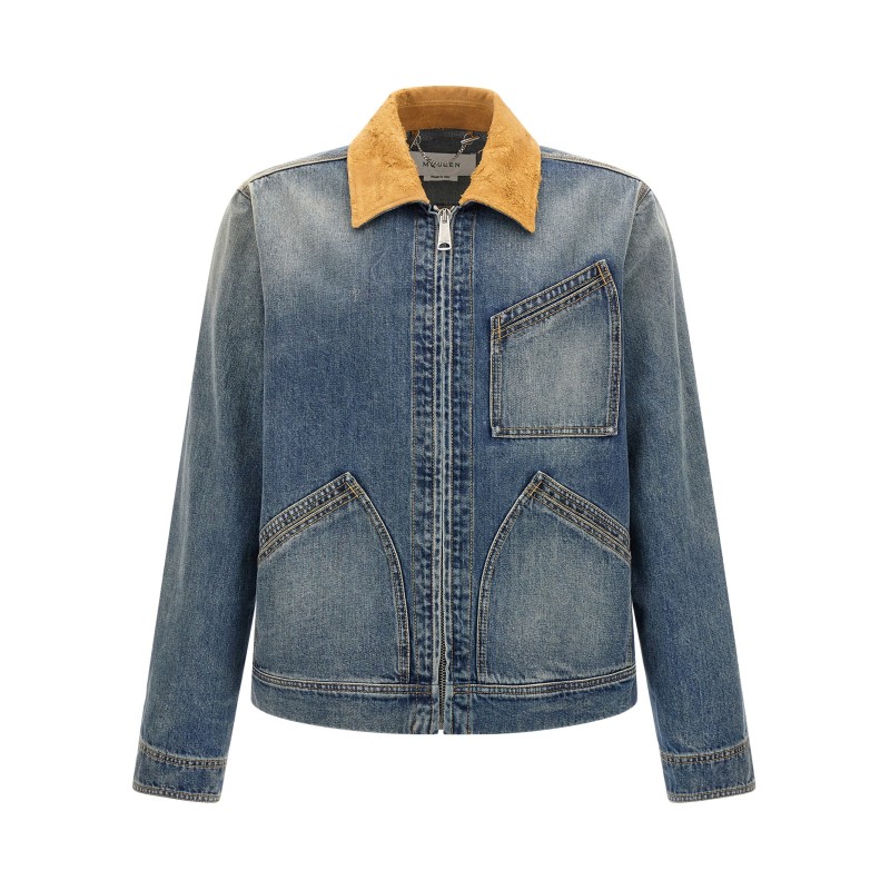 Suede denim jacket