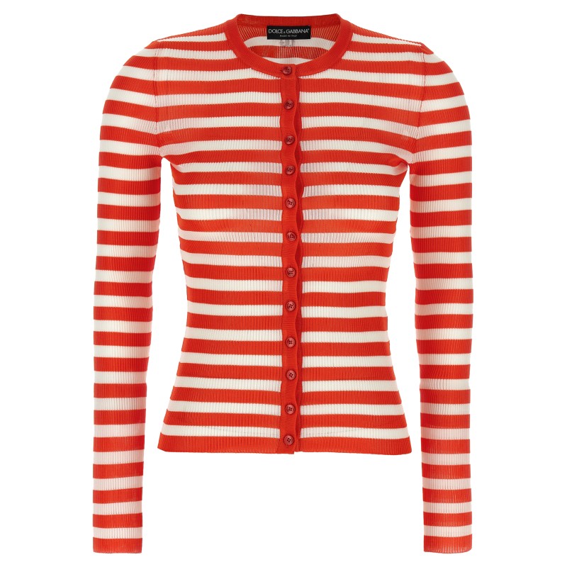 Striped viscose cardigan