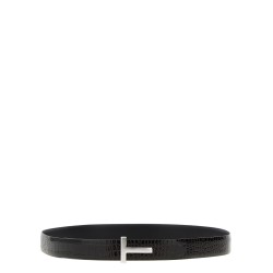 Reversible crocodile leather belt