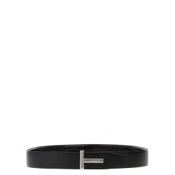 Reversible crocodile leather belt