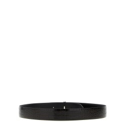 Reversible crocodile leather belt