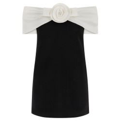 'Black Crêpe Flower Mini' dress