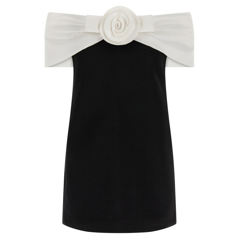 'Black Crêpe Flower Mini' dress