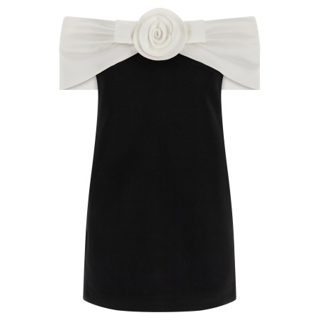 'Black Crêpe Flower Mini' dress