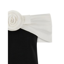 'Black Crêpe Flower Mini' dress