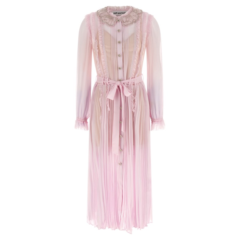 'Pink Pleated Georgette Midi' dresses