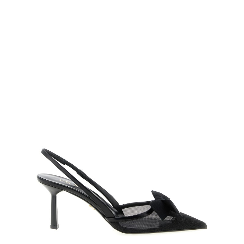 Mesh slingback with bow