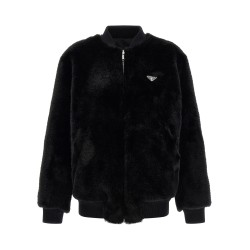 Eco-fur and Re-Nylon reversible bomber jacket