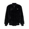 Eco-fur and Re-Nylon reversible bomber jacket
