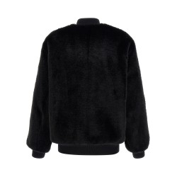 Eco-fur and Re-Nylon reversible bomber jacket