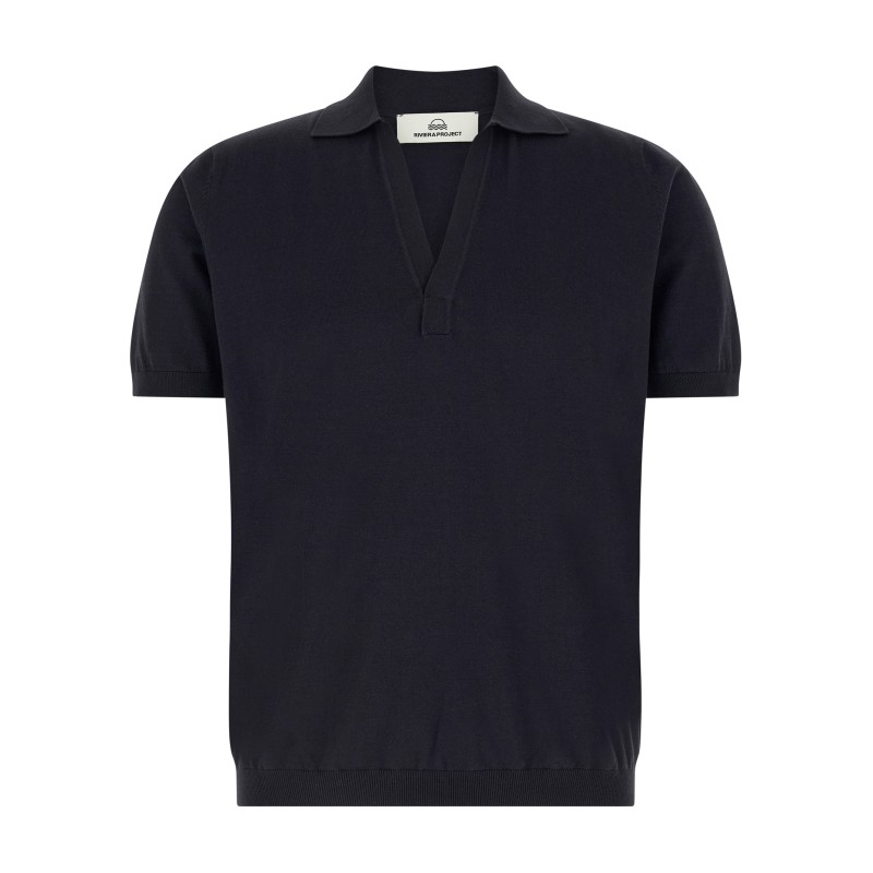 Open collar polo shirt