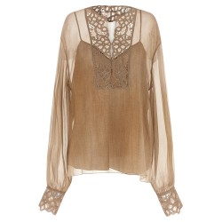 Floral carving blouse