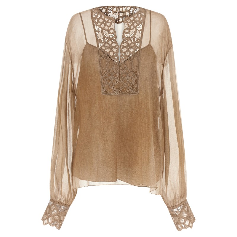 Floral carving blouse