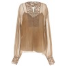 Floral carving blouse