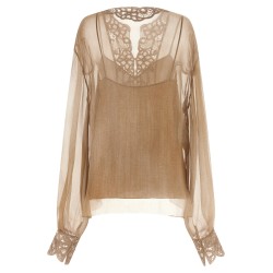 Floral carving blouse