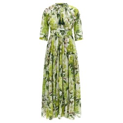 'Eden' long dress in cotton muslin with all print