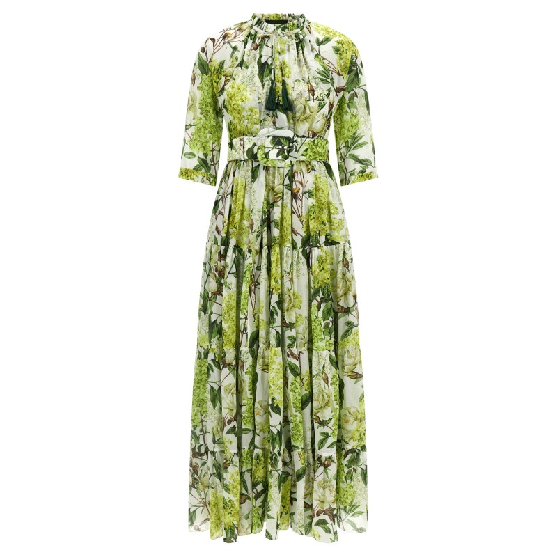 'Eden' long dress in cotton muslin with all print