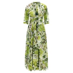 'Eden' long dress in cotton muslin with all print