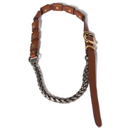 Metal and leather necklace
