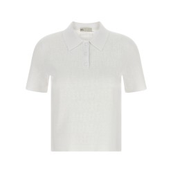 Pointelle viscose polo shirt