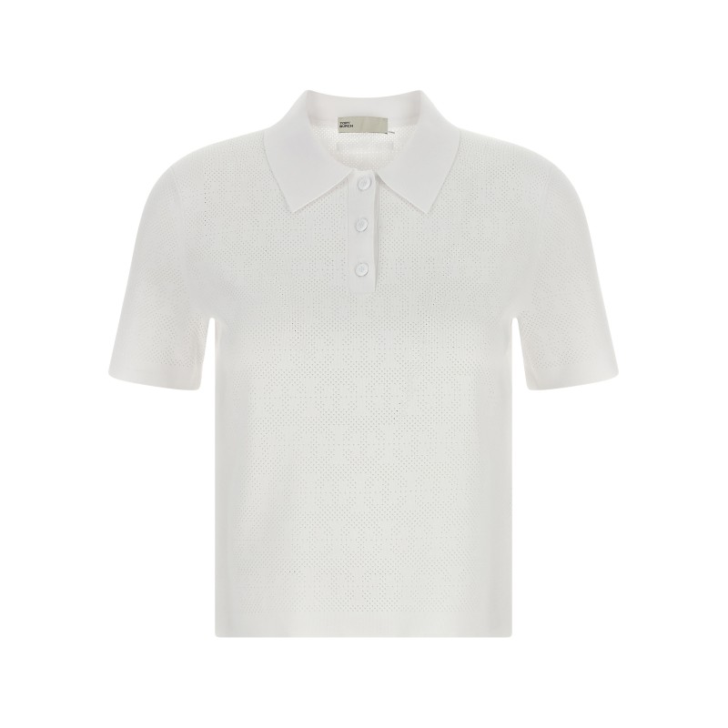 Pointelle viscose polo shirt