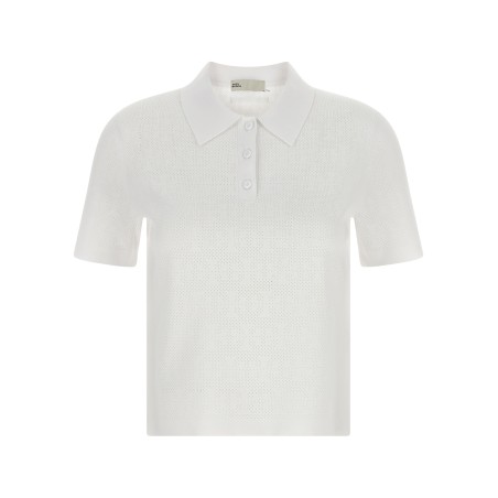 Pointelle viscose polo shirt