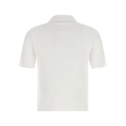 Pointelle viscose polo shirt