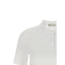 Pointelle viscose polo shirt