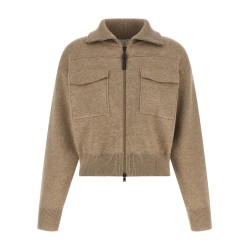 'Shiny Zipper Pull' Wool cardigan