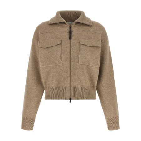 'Shiny Zipper Pull' Wool cardigan