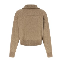 'Shiny Zipper Pull' Wool cardigan