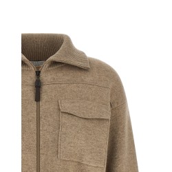 'Shiny Zipper Pull' Wool cardigan