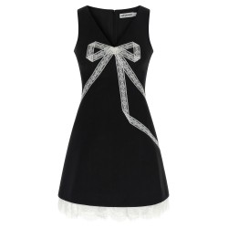 'Black Crêpe Bow Lace Mini' dress