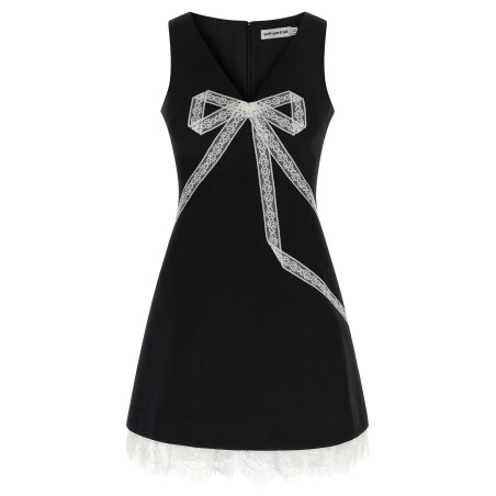 'Black Crêpe Bow Lace Mini' dress