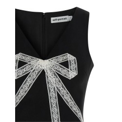 'Black Crêpe Bow Lace Mini' dress