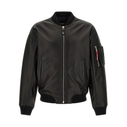 Leather bomber jacket
