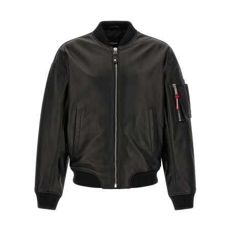 Leather bomber jacket