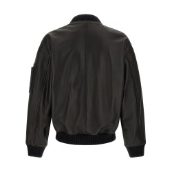 Leather bomber jacket