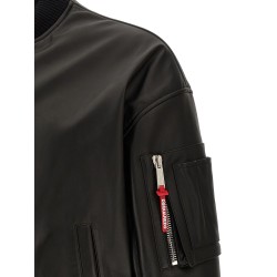 Leather bomber jacket