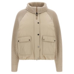 Knit insert down jacket