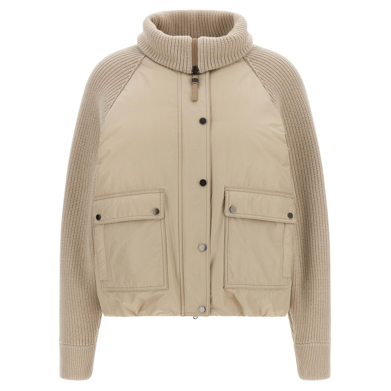 Knit insert down jacket